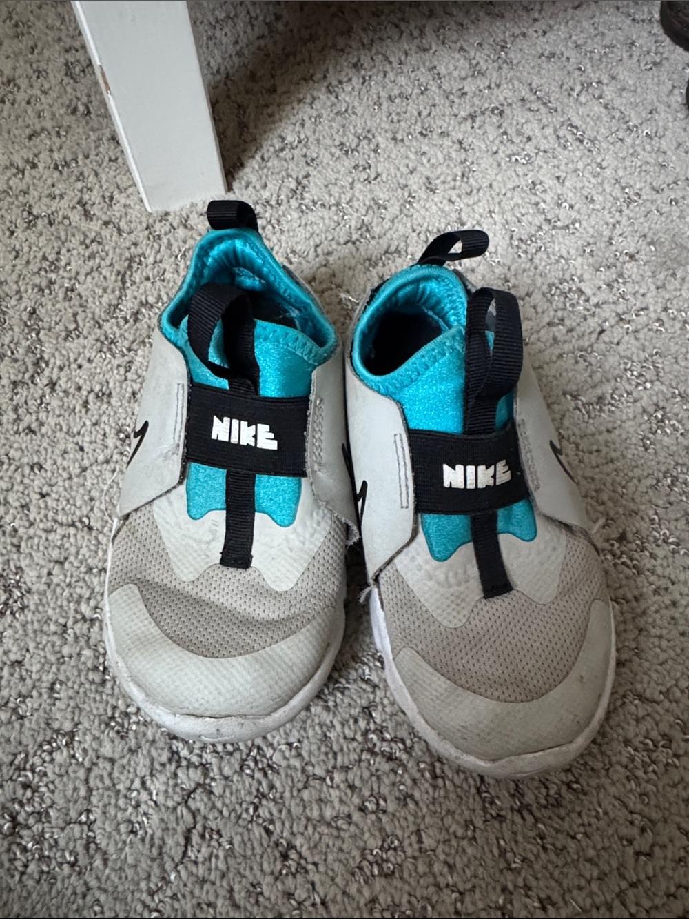 Nike Kids Slip-On Sneakers in Teal and Light Gray